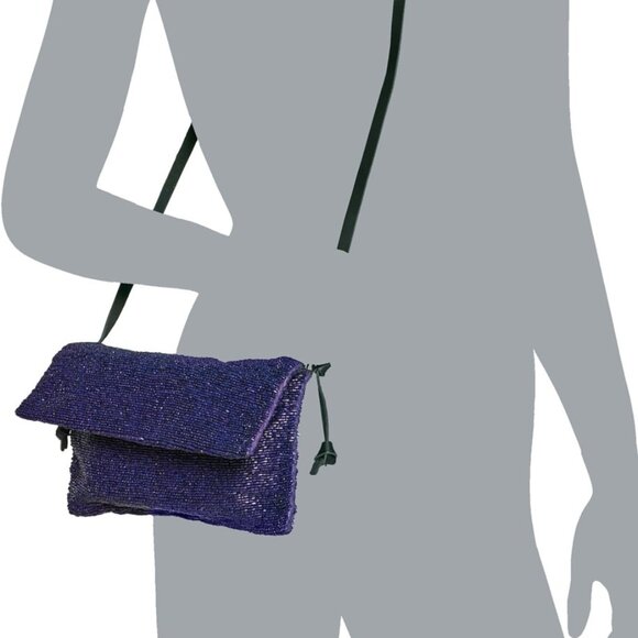 Free People Plus One Embellished Beaded Crossbody Bag Orchid Violet NWT - Picture 3 of 10